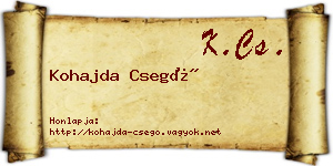 Kohajda Csegő névjegykártya